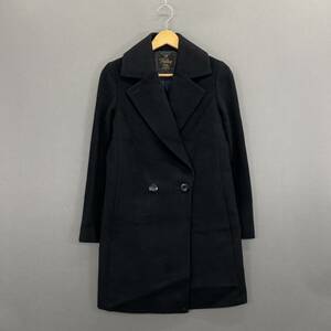 Cc19 23 district nijuu thank outer Chesterfield coat long coat wool coat double coat black black coat lady's woman clothes M