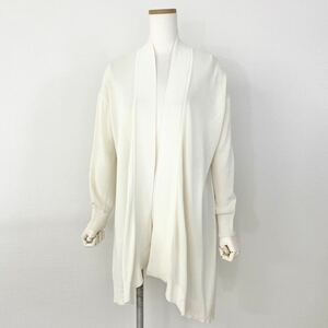 Wc20 EPOCA Epoca long cardigan size 40 eggshell white plain lady's knitted cardigan front opening rib tops feather woven thin 