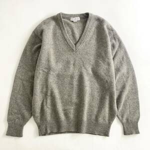 Tc21 CASHMERE カシミヤニット 総カシミア Vネックセーター Lサイズ グレー ハイゲージニット 長袖 メンズ 紳士服