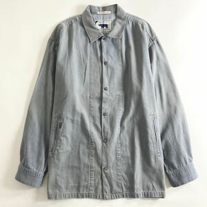 ♪Ac22 Papas パパス 日本製 スナップボタン シャツジャケット シャンブレー ワンポイントロゴ 刺繍 Lサイズ メンズ 男性用 ブルー 