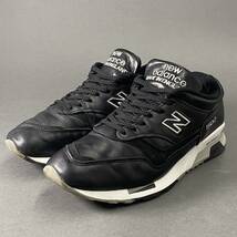 Dc26 英国製 NEW BALANCE ニューバランス M1500BK ローカットスニーカー レザーシューズ 9.5/27.5cm ブラック メンズ 紳士靴_画像1