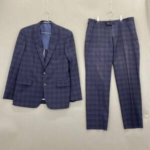 Ic29 PERSON'S FOR MEN パーソンズフォーメン シングルスーツ ネイビー チェック柄 セットアップ A5/Mサイズ メンズ 紳士服