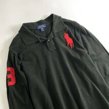 Fc31 大きいサイズ POLO RALPH LAUREN ポロラルフローレン ポロシャツ サイズXL ブラック メンズ ビッグポニー コットン 長袖 トップス_画像3