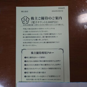 串カツ田中株主優待券2000円分　2025年2月末まで