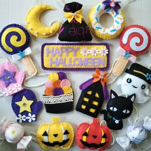 ハロウィン☆オーナメント☆ツリー☆飾り☆ハンドメイド☆たっぷり16個セット☆フェルトなど