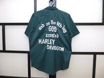 US古着 70s Lee 半袖 and on the 8th day GOD created HARLEY DAVIDSON バック刺繍入り ワークシャツ / Lee VINTAGE ハーレーダビッドソン_画像3