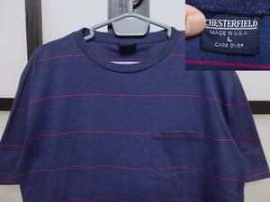 US古着 80s ボーダー ポケット付き Tシャツ USA製 #2 / 80年代 CHESTERFIELD ポケ付 ポケT アメリカ製