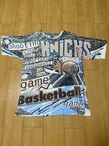 NBA 90s 90年代 ニックス 総柄 オールオーバー Tシャツ ビンテージ 古着 マジックジョンソン ナイキ ジョーダン ブルズ レイカーズ