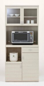 家電ボード 食器棚 家電収納 幅80cm スマートキッチン 完成品 ダイニング 国産 ホワイトウッド色 SKS-81R