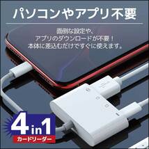 iPhone カードリーダー iPad 4in1 SD USB 接続データ 転送 写真 画像 動画 バックアップ 小型 アイフォン_画像3