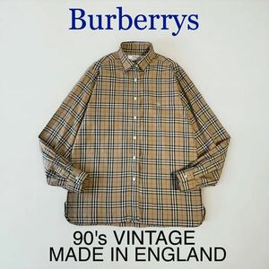 英国製 90's VINTAGE Burberrys ノヴァチェック レディース シャツ ドウシシャ 輸入品 長袖 ブラウス オールド バーバリー ENGLAND製 女性