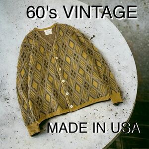 アメリカ購入 極上柄 60's VINTAGE モヘア カーディガン 60年代 ニット ビンテージ USA製 jersild USA製 NIRVANA カートコバーン グランジ