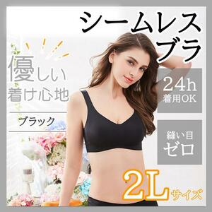 シームレスブラ ブラック 2L 育乳ブラ ナイトブラ 補正下着 ノンワイヤー