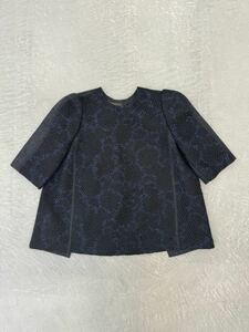  Louis Vuitton 5 minute sleeve sweater 34 navy LOUIS VUITTON blouse knitted tops navy blue color wool wool short sleeves pull over 