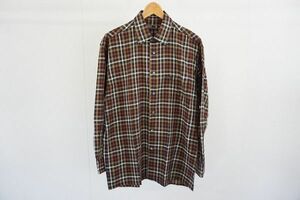 【即決】DAKS LONDON ダックス ロンドン メンズ 長袖シャツ チェックシャツ 茶系 サイズ:L 日本製【837732】