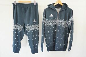 【即決】ADIDAS アディダス セットアップ タグ付き ジップパーカー＆サルエルパンツ ネイビー系 サイズ:上：L 下：O 【876260】