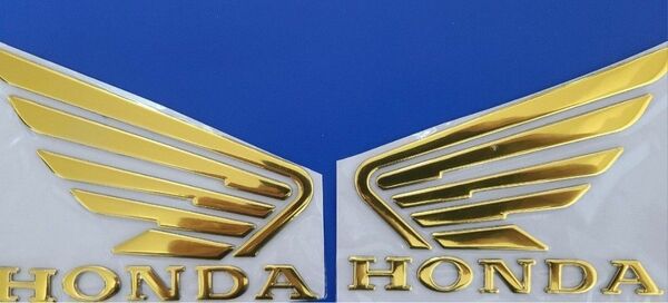 ホンダ 立体3Dエンブレム　大【ゴールド】HONDAステッカーカスタム2枚セット ウィングマーク本田 カスタム