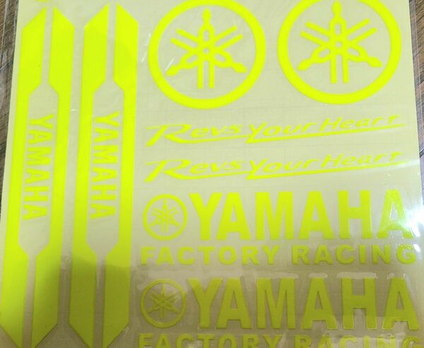 ヤマハ音叉 ライトグリーン反射YAMAHAバイクステッカーデカールグッズセット 稀有 オートバイク原付カスタム 高級感 
