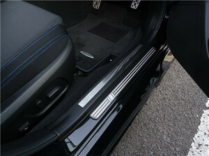  дешевый распродажа! образец товар Subaru Levorg VM4 VMW серия накладка на порожек предыдущий период после все комплектация общий из нержавеющей стали не использовался черный 3шт.@ линия 