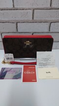 【★未使用★】COACH コーチ★長財布★ブラウン×レッド★赤_画像6