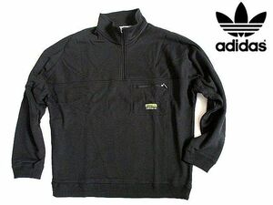 新品▼アディダス・オリジナルス　ハーフジッププルオーバースウェット　ブラック　胸ポケット　ロゴマーク　(L) adidas