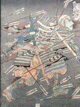 【真作】1 江戸期 本物浮世絵木版画 歌川国芳「楠家勇士四條縄手にて討死」武者絵 大判 錦絵 保存良い_画像5