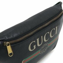 ◆ 本物 美品 ◆ GUCCI グッチ 大きめ ベルトバッグ ウエストバッグ ボディバッグ ヴィンテージロゴ レザー 黒 ブラック 人気 493869_画像5