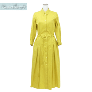  unused new work HERMES shirt dress One-piece 36 yellow cotton tsu il Serie button '24 year commodity domestic buy H4E0546DV8R34