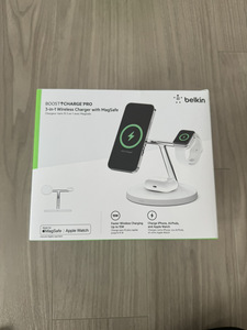 Belkin 3 in 1 MagSafe充電器/最大15W高速充電/ワイヤレス充電器/ホワイト/MagSafe公式認証/iPhone/Apple Watch/AirPods/WIZ009dqWH/0