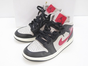 WMNS AIR JORDAN 1 MID "BLACK GREY GYM RED" BQ6472-060 （ブラック/カレッジグレー/セイル/ジムレッド）