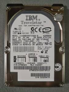 20GB IBM IC25N020ATCS04-0 2.5インチ 9.5mm IDE ④ 使用時間少