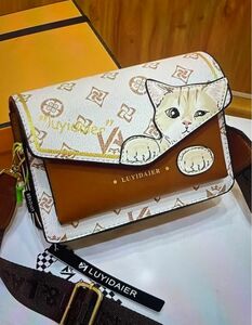 猫柄ショルダーバッグ ホワイト