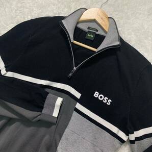 【未使用級・M】HUGO BOSS ヒューゴボス ハーフジップ ニット セーター プルオーバー ブルゾン ジャケット メンズ ゴルフ ストレッチの画像2