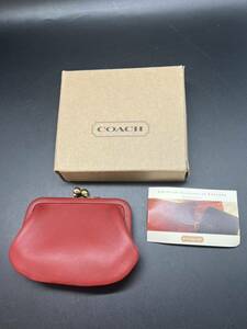 COACH 未使用/長期保管　がま口　小銭入れ　財布　コインパース　コインケース　赤　本革　17202 レタパプラス