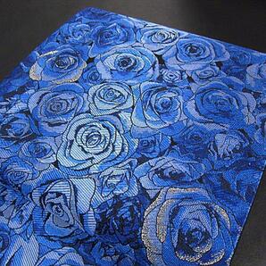 新品未仕立 西陣織六通柄袋帯 満開のバラ ブルーローズの画像4