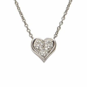  Tiffany sentimental Heart necklace Pt950 3P diamond heart motif sentimental Heart pendant platinum used free shipping 