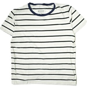 Maison Margiela 10 メゾンマルジェラ 18SS トリムボーダーTシャツ S50GC0502 S23183 L NAVY 半袖 カットソー トップス g15785