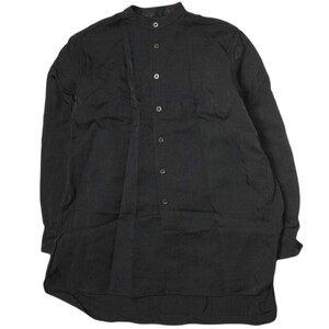 Omar Afridi オマールアフリディ 20AW イギリス製 OMAR SHIRT ナイロンツイル オマールシャツ S BLACK ロング丈ノーカラー ギャザー g15902