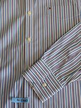 ★トミーヒルフィガー　BDシャツ　長袖Sサイズ　水色×紫×白　USED★_画像3