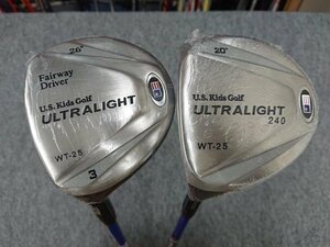 レフティー U.S. Kids Golf ジュニア用 【45inch (身長:107cm～122cm)】 ULTRALIGHT WT-25 1W & 3W 2本 カーボンシャフト 未使用 左用