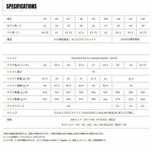 新品 ヤマハ 2023 inpres DRIVESTAR #7-PW 4本 SPEEDER NX for Yamaha M423i (SR) 日本仕様 インプレス ドライブスター スピーダーNXの画像5
