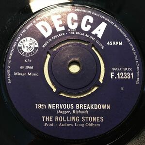 ◆UK ORG◆ ROLLING STONES / 19th NERVOUS BREAKDOWN / AS TEARS GO BY ◆