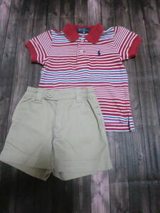 ポロ ラルフローレンPolo by Ralph Lauren ポロシャツ パンツ 2点セーターセット ボーダー柄 コットン キッズ size:80