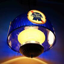 【早い者勝ち】作動OK 極希少 70's パブスト 吊り下げ照明 LED付き Pabst Blue Ribbon ビール ライト ランプ ビンテージ アメリカン バー14_画像4