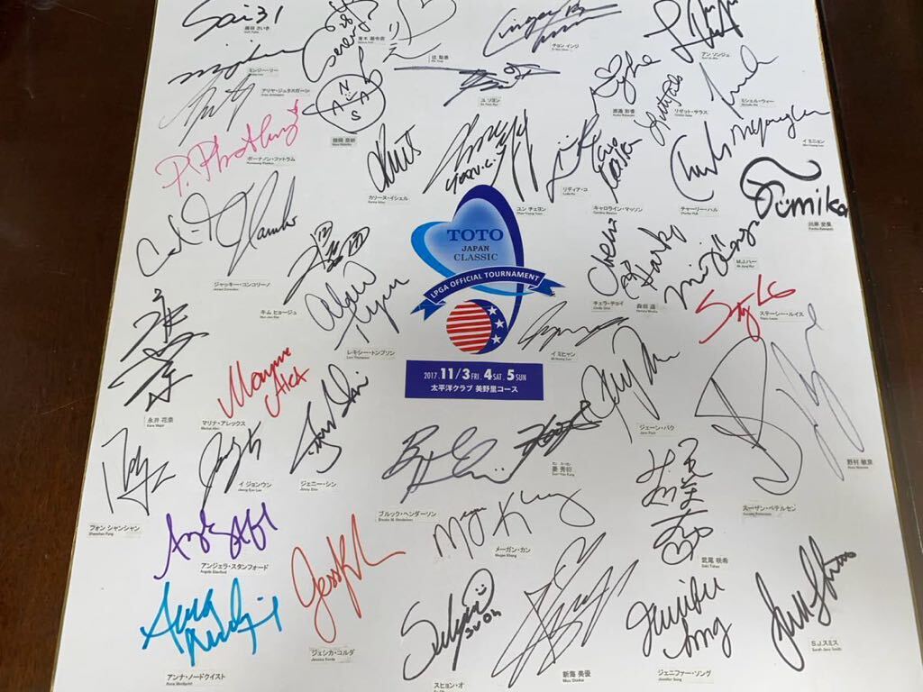 2017 LPGA TOTO JAPAN CLASSIC Nasa Hataoka Thompson Yoo Soyoung Toshikyo Nomura Michel Wie and others Participating players Autographed extra large colored paper, By sport, golf, others