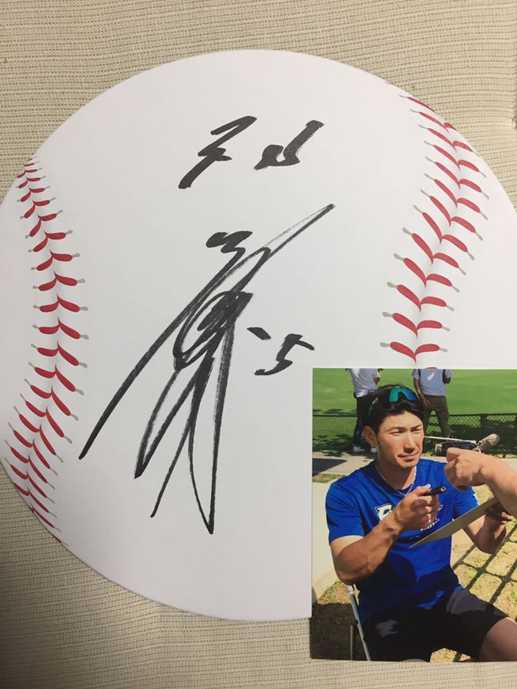 Hokkaido Nippon-Ham Fighters 5 Taisei Ota '19 Okinawa Camp Autographed Ball-Shaped Colored Paper (with Photo), baseball, Souvenir, Related Merchandise, sign