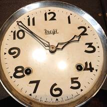 A05-0322　昭和レトロ 古時計 振子時計 掛時計 明治時計 横窓 ゼンマイ式 ジャンク_画像8
