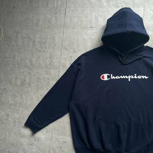 champion チャンピオン プリントロゴ プルオーバー パーカー ネイビー 2XL