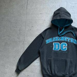 vintage 90's DC カレッジロゴ WASHINGTON プルオーバー パーカー チャコールグレー M