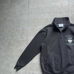 champion チャンピオン カレッジロゴ UCONN ハーフジップ スウェット トレーナー チャコールグレー M